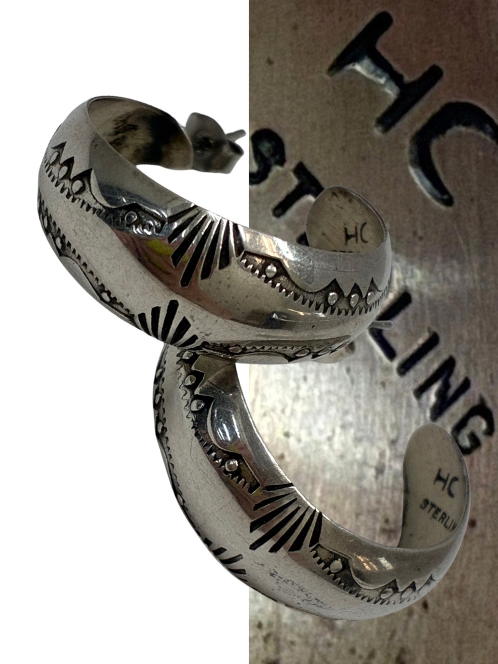 Herbert Cayatineto Sterling Hoops Navajo Native American Vintage